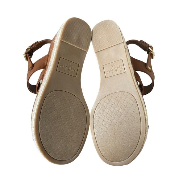 Style & Co Womens Bettyy Womens Animal Print Espadrille Wedge Sandals Cognac NIB - Picture 4 of 5